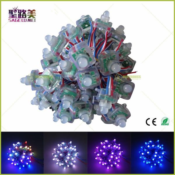 

modules 50pcs/lot dc5v 12mm 2811 square diffused digital ws2811 addressable rgb led pixel string ip68 waterproof