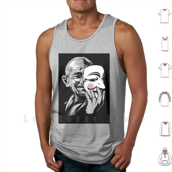 

ghandi tank vest sleeveless anon anonymous peace funny government, White;black