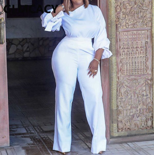 

long sleeve casual solid jumpsuit skew neck elegant overalls 210702, Black;white