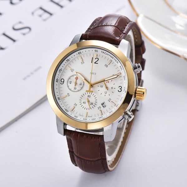 

designer watches designer watch luxury watch brand men tiss 1853 multifunction style leather strap quartz wrist small dials can work tt48, Slivery;brown