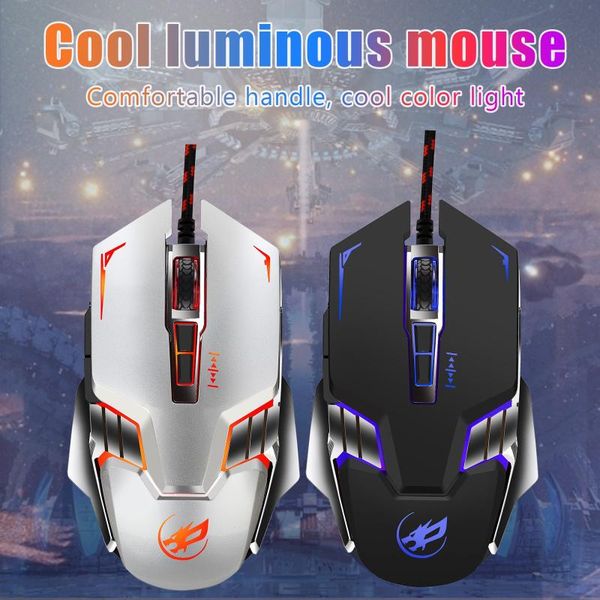 

mice q8 3200dpi rechargeable optical 7color light mouse wired ergonomic metal bottom usb gaming computer