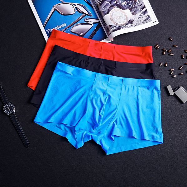 

underwear men shorts mens ice silk seamless summer slim design soft kilot male men's underpants cueca boxer homme, Black;white