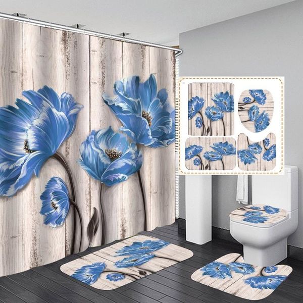 

shower curtains polyester many flowers curtain sets bath bathroom