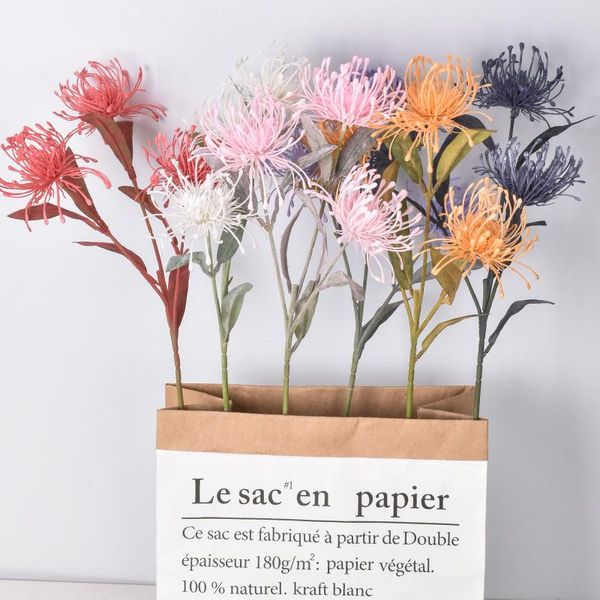 

big heads pincushion flower artificial wedding hall venue decoration fake colorful flowers decorative & wreaths