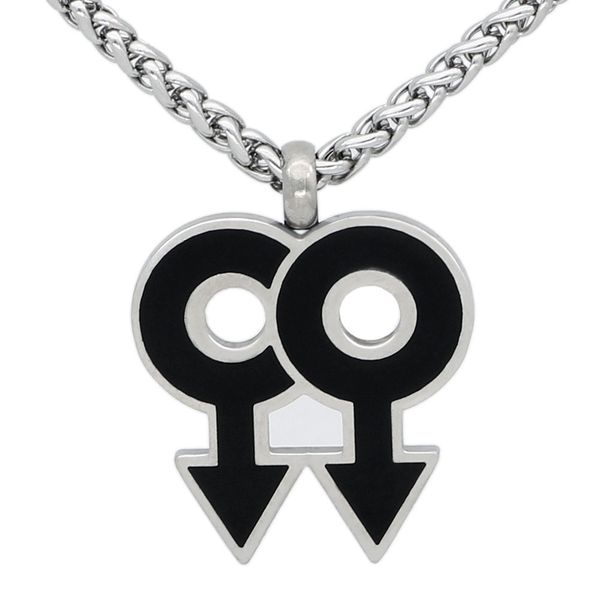 

same jewelry stainless steel rainbow pendant necklace accessories couple long sweater chain, Silver