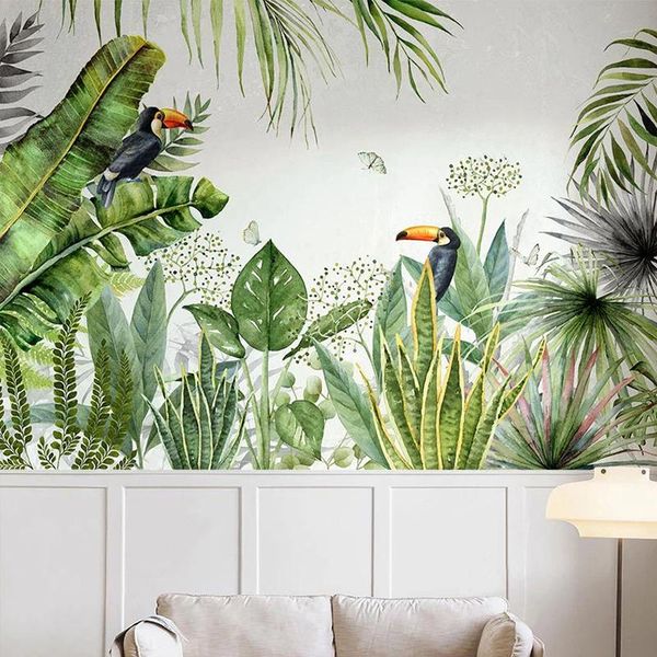 

custom 3d wallpaper for walls hand painted banana leaf flowers birds pastoral mural living room sofa background po wall paper wallpapers