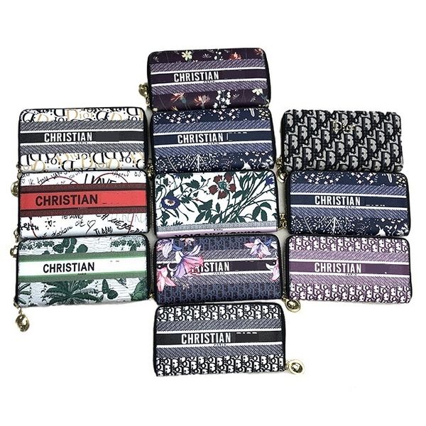 

new cowhide multifunctional wallet large capacity printed zipper bag, Red;black