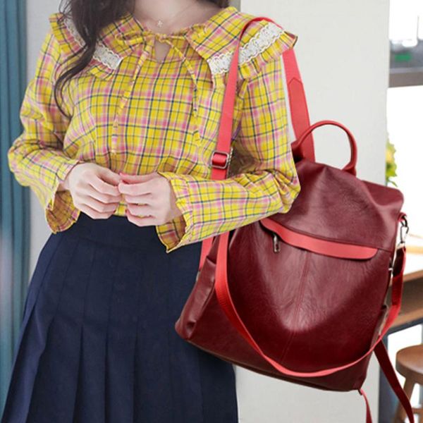 

trend women backpack for girls preppy style pu leather bagpack lady large capacity travel rucksack mochila sac a dos femme 2021