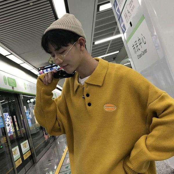 

men's sweaters hong kong style chic sweater coat for men woman autumn winter preppy loose korean trend pullover, White;black