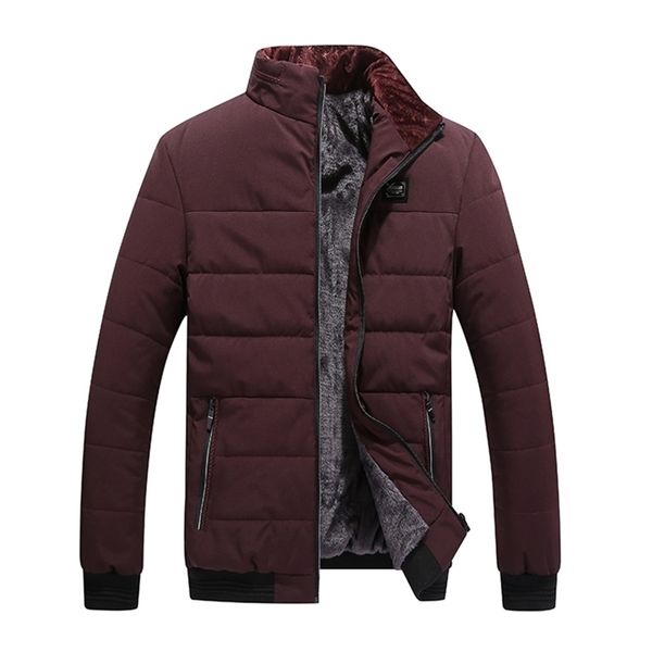 

men's winter jacket plus cashmere blouson homme male stand collar business coat keep warm thick splice cotton clothing 211216, Black