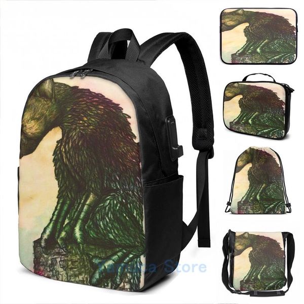 

backpack funny graphic print trico from the last guardian usb charge men school bags women bag travel laptop