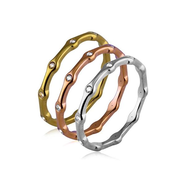 

cluster rings gothic 2mm thin stainless steel engagement ring with cubic zirconia fashion finger jewelry for men wome accessorie birthday gi, Golden;silver