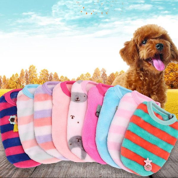 

dog apparel puppy autumn and winter warm vest jacket coral fleece teddy clothes for small coat outfit