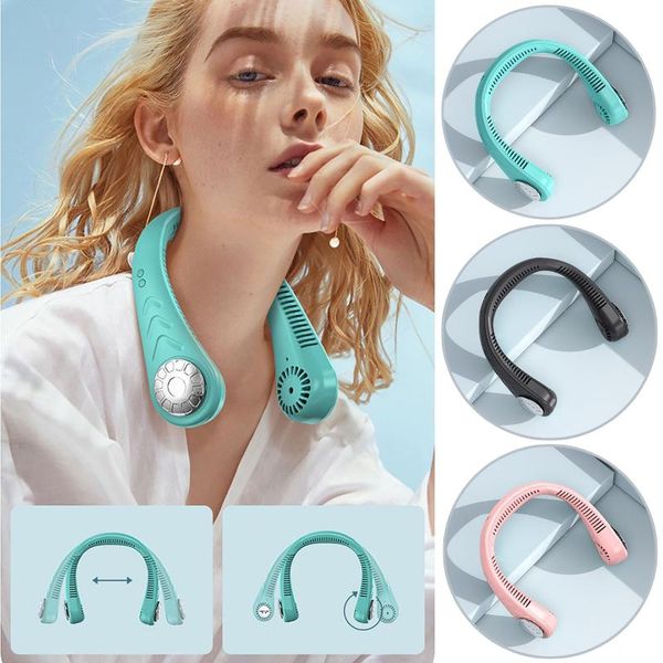 

electric fans usb outdoor portable neck fan-hands bladeless fan 360Â° cooling physical travel hanging cooler #4