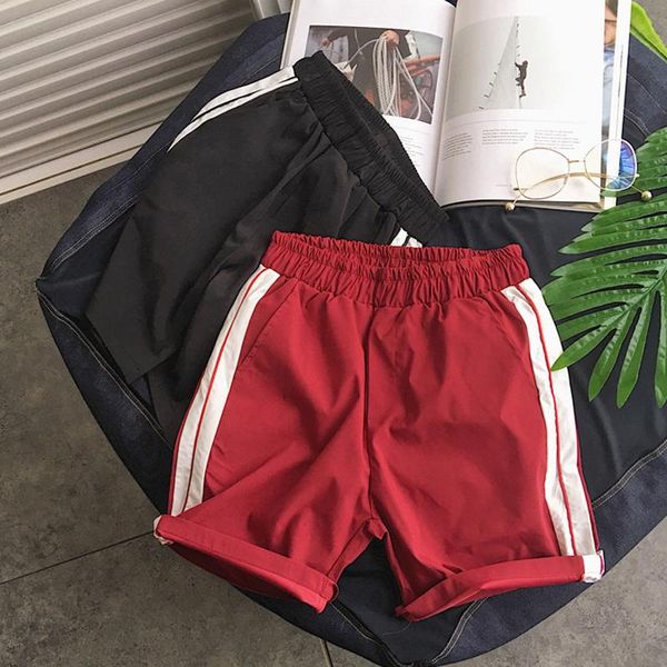 

special men's casual shorts c contrast color five points loose, White;black