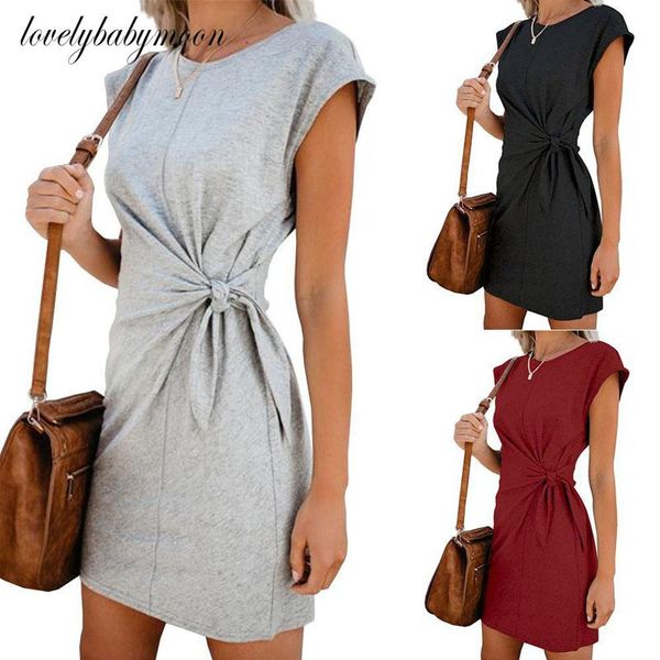 

pure color tie-in waist pregnant women's dress soft and comfortable cotton spot vestidos gestante pregnancy maternity dresses, White