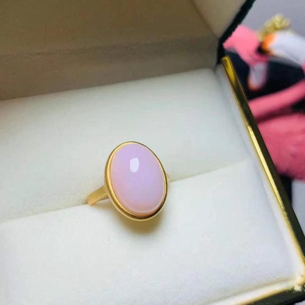 

cluster rings pink opal ring natural real 925 sterling silver fine handwored jewelry, Golden;silver