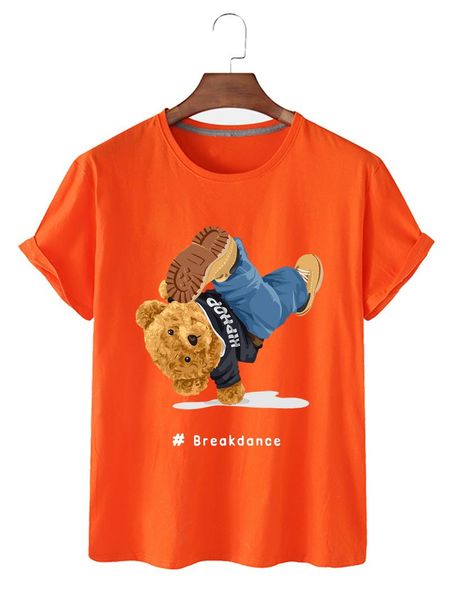

women's t-shirt personality design creative bear printing breathable casual round neck short sleeve lightweight, White