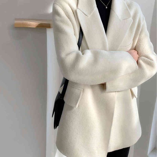 

women's wool & blends [eam] loose fit white brief temperament woolen coat parkas long sleeve women fashion autumn winter 2022 1dd3859 h, Black