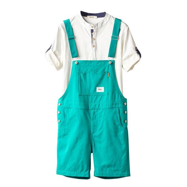 Männer Shorts 2021 Sommer Overalls Für Männer Bib Overalls Baumwolle Gerade Lose Rot Orange Gelb Khaki Männliche Feste Beiläufige Hosen kleidung