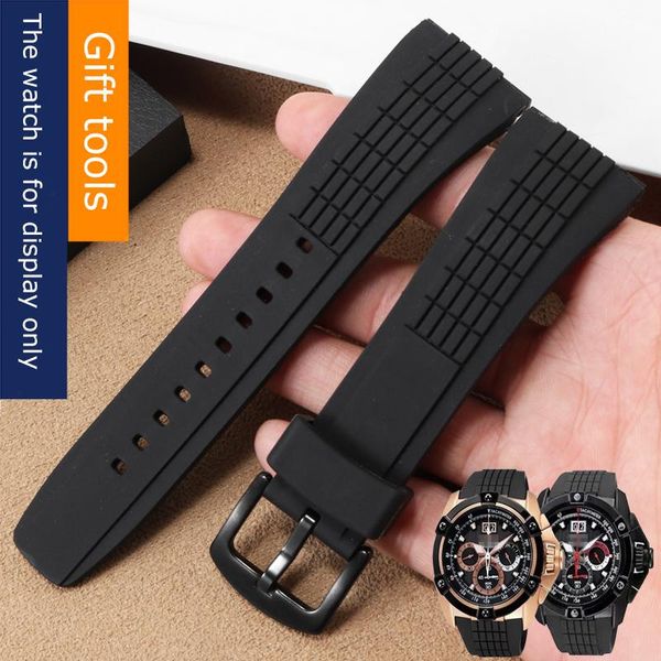 

watch bands substitute velatura series rubber silicone watchband 26mm black with pin buckle strap men's bracelet, Black;brown