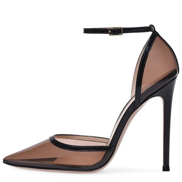 

transparent women's high heels sandals woman be teen bridal stripe party wedding, Black
