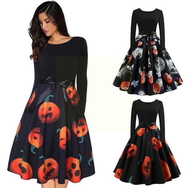 

casual dresses robe halloween costume party long sleeve deep christmas plus autumn nightmare dress before v-neck vintage size wome x6w1, Black;gray