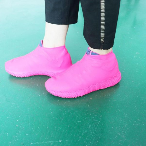 

shoe parts & accessories 1 pair silicone anti-slip waterproof cover, reusable rain boot motorcycle bike overshoe, blue clear for men women, White;pink