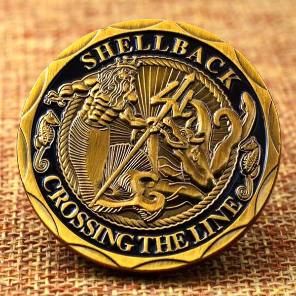 

50pcs non magnetic us navy shellback marine corps challenge badge craft with liberty eagle commemorative coin gift
