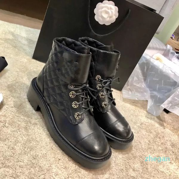 

heavy beige platform boots leather laceup shoes boot low heel martin booties ankle luxury designers brand, Black