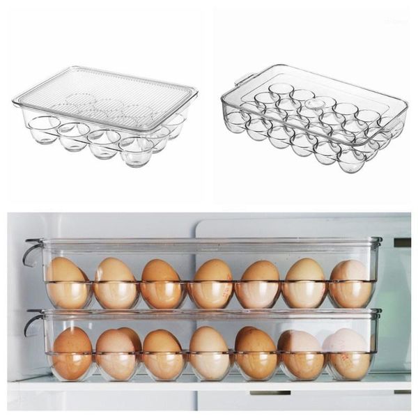 

storage bottles & jars 12/14/21/24 grids egg box tray containers kitchen refrigerator transparent dispenser airtight fresh preservation