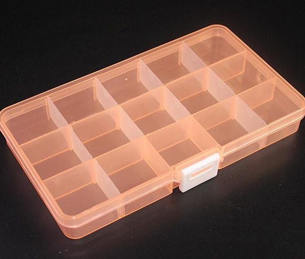 

1pcs 17*10*2cm plastic fishing tackle box with 15 movable compartments convenient lure accessories