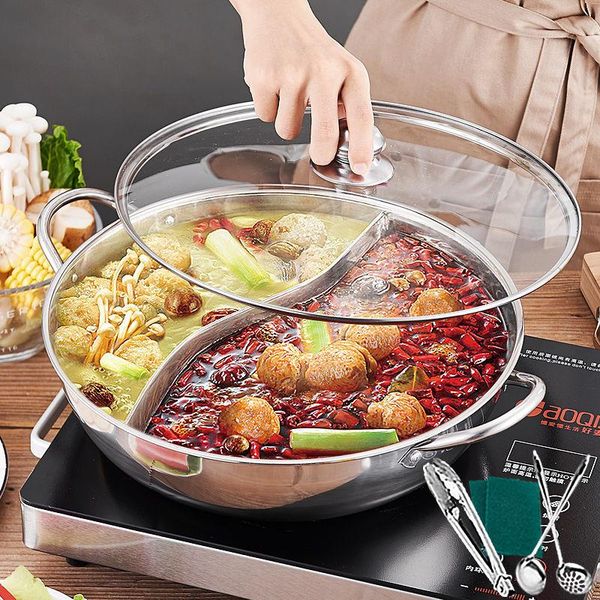 

pans stainless steel soup pot basin with lid mandarin duck household induction cooker