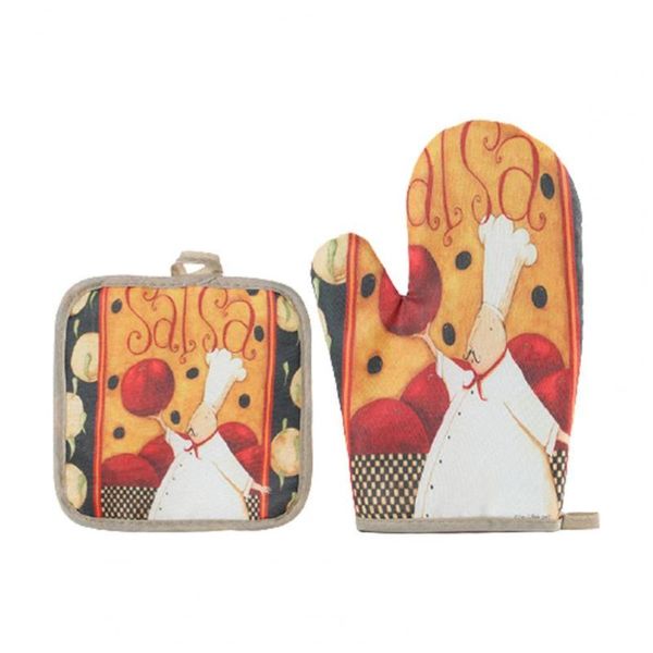 

oven mitts pad easy to use anti-scalding cotton flax breathable attractive hanging rope