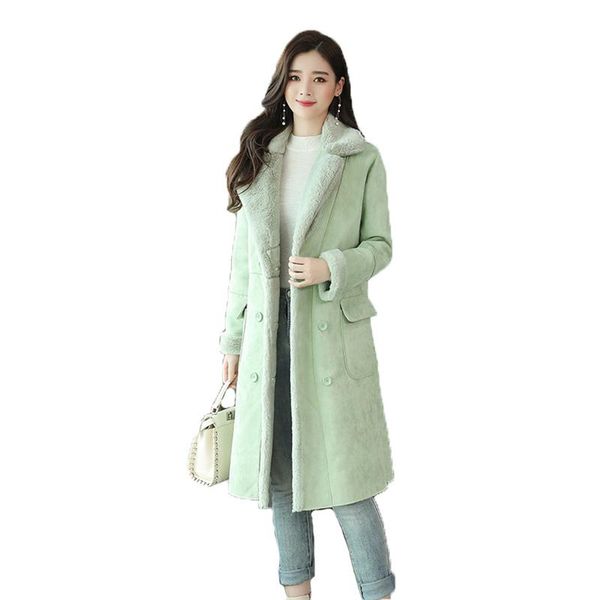 

women's fur & faux 2021 winter coat women korean plus size thick warm lamb wool autumn fashion casual long jacket n1410, Black