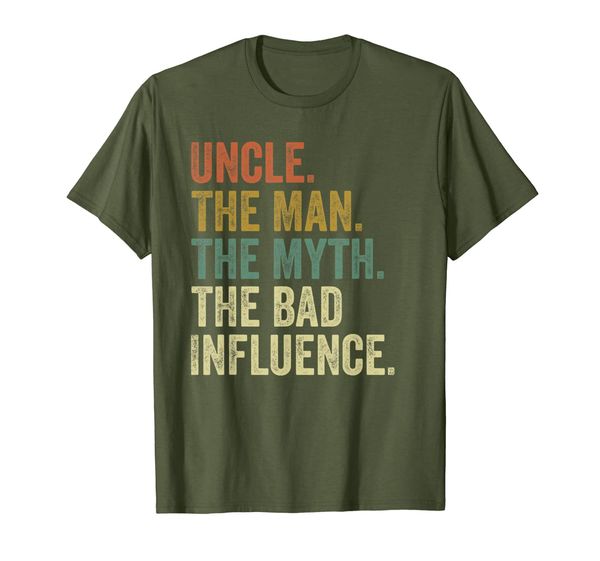 

mens vintage fun uncle man myth bad influence funny t-shirt., White;black