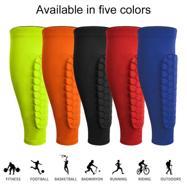 

pcs sports soccer shin guards honeycomb football compression calf sleeve support cycling training caneleira leg protection elbow & knee pads, Black;gray