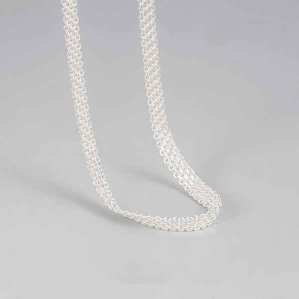 

choker handmade mechanism necklace pendant south korea korean version of 925 sterling silver four rows sparkling cold ins small jewelry, Golden;silver