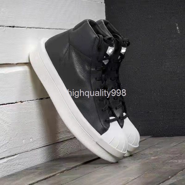 

boots ro versatile shell head men's shoes korean sports leisure trend cowhide board high lace up tidal, Black