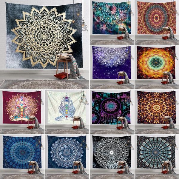

tapestries mandala pattern tapestry wall hanging decor bohemian elephant beach towel polyester thin blanket travel mat sleeping pad