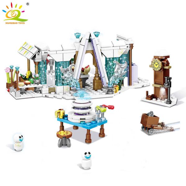 HUIQIBAO 307Pcs City Friends Ice Snow Castle Tower Building Blocks Principessa Ragazze Pupazzo di Neve Figure Mattoni Giocattoli Regali per Bambini X0902