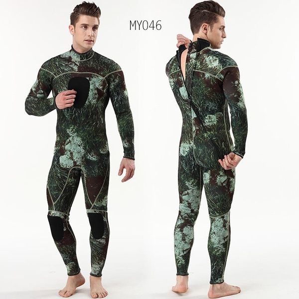 

one-piece suits camoflage men women long sleeve swimwear pu velvet body swimsuit diving wetsuit