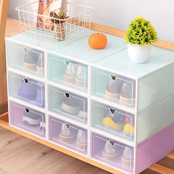 

clothing & wardrobe storage 1pcs shoe rack bins drawers foldable plastic box thick heart-shaped shoes organizer for men women