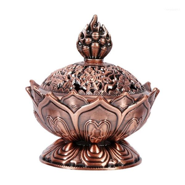 

chinese buddha alloy incense burner lotus flower holder handmade censer for buddhist home office decoration 2 colors11