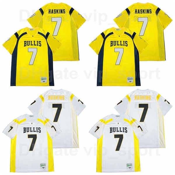 

men high school 7 dwayne haskins bullis bulldog jersey football yellow team color white away breathable embroidery and sewing sports good, Black