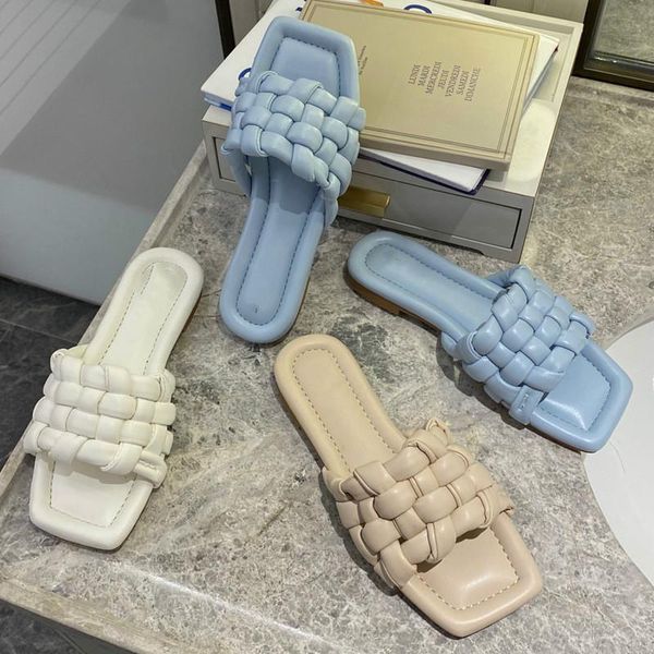 

women fashion summer slides weave open toe flat casual slipper leisure sandal female beach flip flops slippers, Black