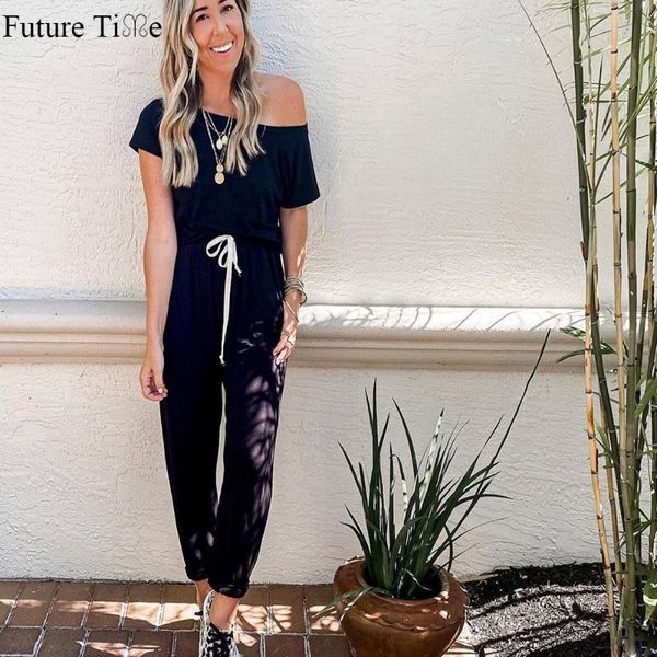 

women's jumpsuits & rompers future time spring and summer 2021 women solid color short sleeve tie one-piece pants female street style j, Black;white