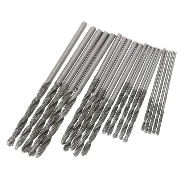 

professiona electric drills 20pcs 1mm 1.5mm 2mm 2.5mm diamond coated twist drill bits set for glass soft metal tile stone hx6c