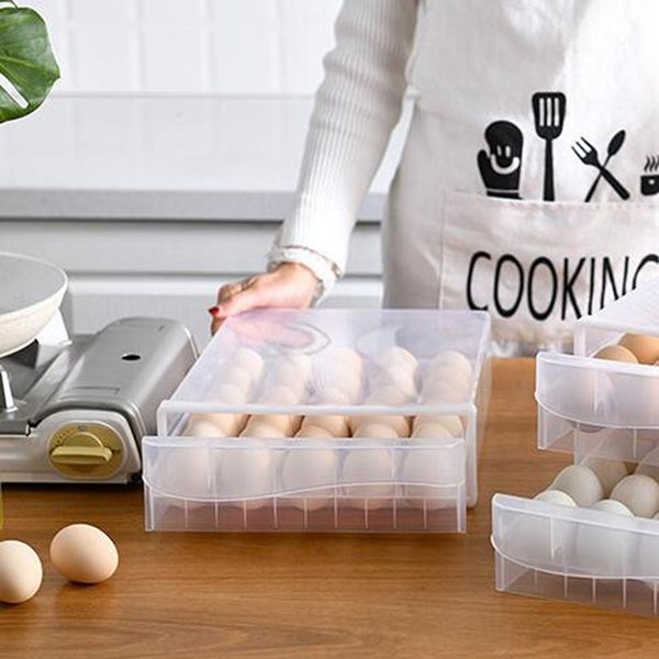 

convenient egg storage box kitchen refrigerator anti-collision tray container accessories supplies cases bottles & jars