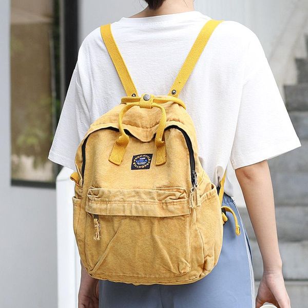 

backpack 2022denim school bag teenager ladies large capacity women backpacks canvas students travel mochila bolsa